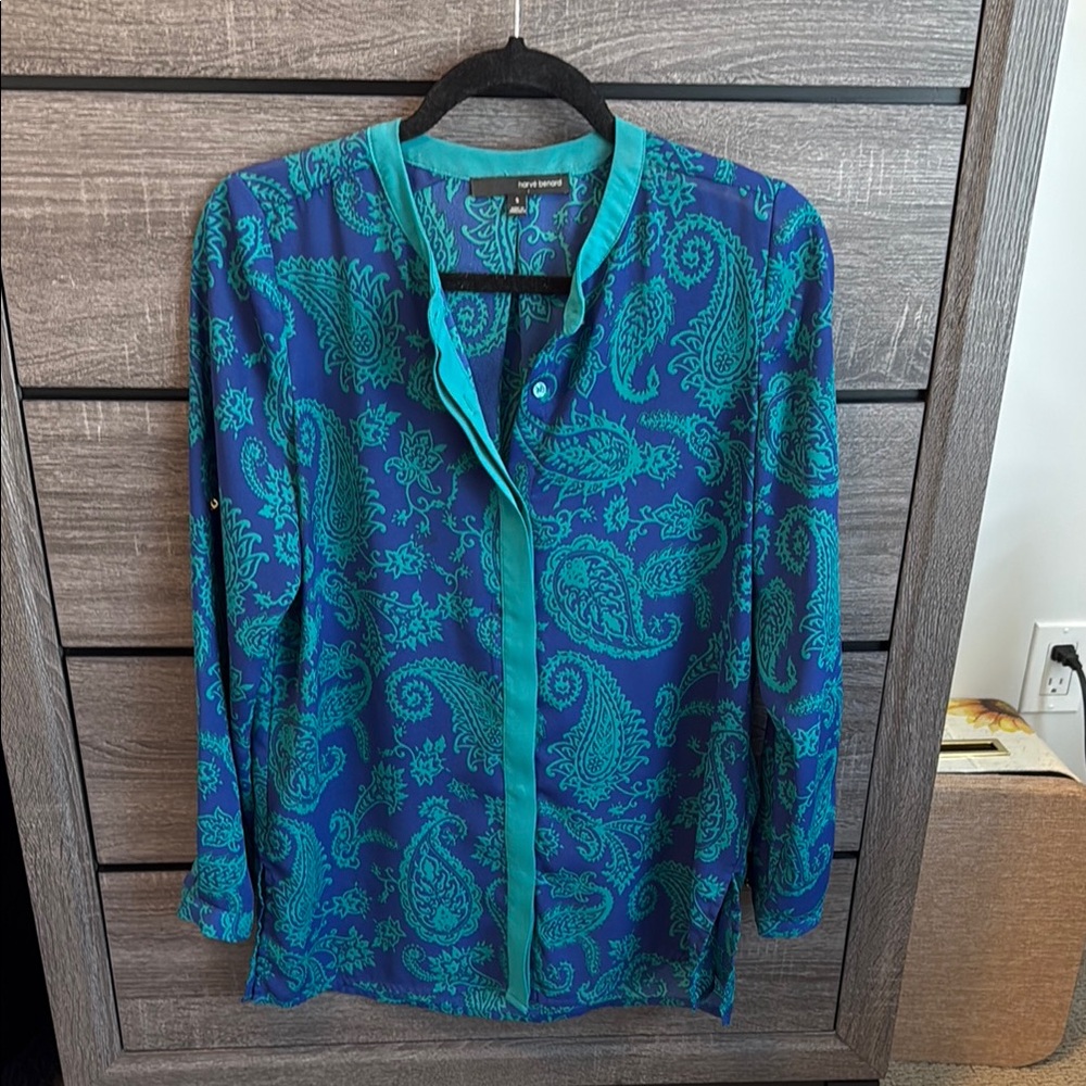 Blue and Green Paisley Blouse